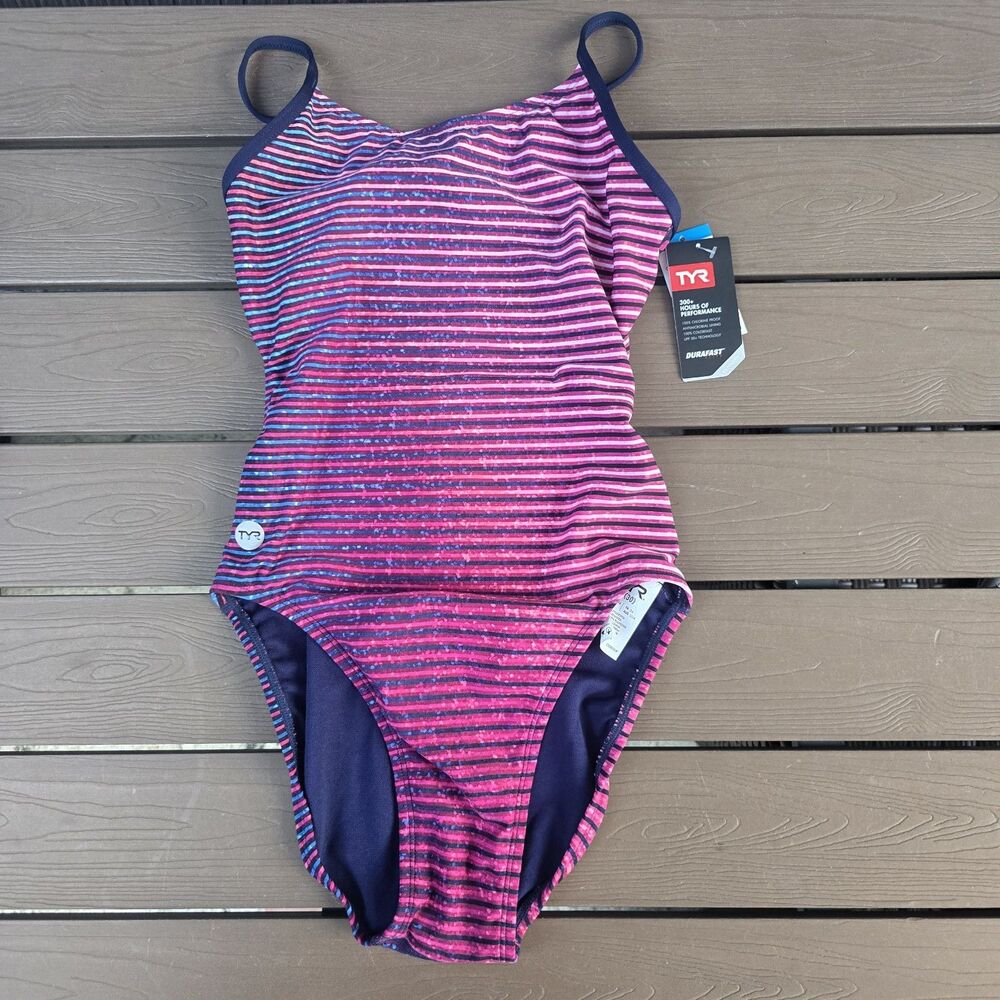 TYR Durafast Elite Women's Pink Flux Cutoutfit One Piece Swim Sz 30 New